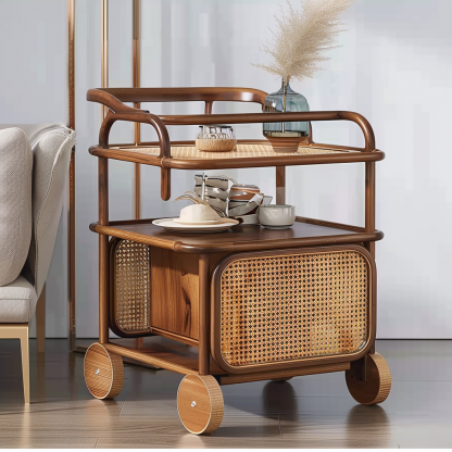 Wabi-sabi style solid wood coffee table, living room, small-sized home, round coffee table combination, homestay and hotel coffee table - Image 3