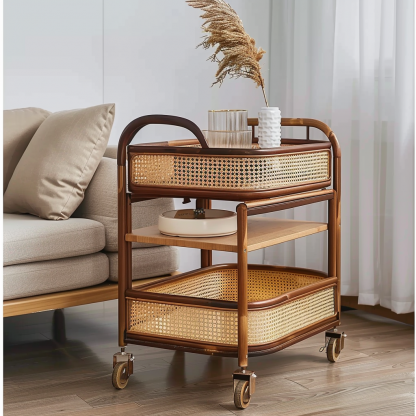 Wabi-sabi style solid wood coffee table, living room, small-sized home, round coffee table combination, homestay and hotel coffee table - Image 2