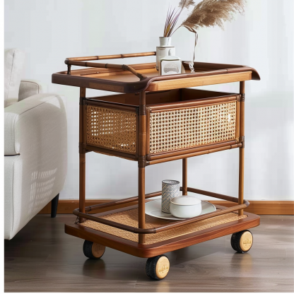 Small cart storage rack, movable floor-standing multi-layered snack cart, bedroom storage rack - Image 9