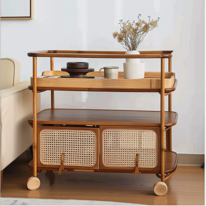 Small cart storage rack, movable floor-standing multi-layered snack cart, bedroom storage rack - Image 9