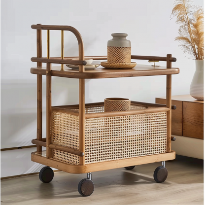 Small cart storage rack, movable floor-standing multi-layered snack cart, bedroom storage rack - Image 8