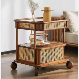 Small cart storage rack, movable floor-standing multi-layered snack cart, bedroom storage rack
