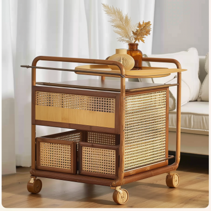 Small trolley, high-end Chinese-style mobile coffee table, sofa side table, storage rack, hotel tea cabinet - Image 9
