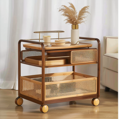Small trolley, high-end Chinese-style mobile coffee table, sofa side table, storage rack, hotel tea cabinet - Image 8