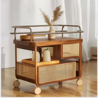 Small trolley, high-end Chinese-style mobile coffee table, sofa side table, storage rack, hotel tea cabinet