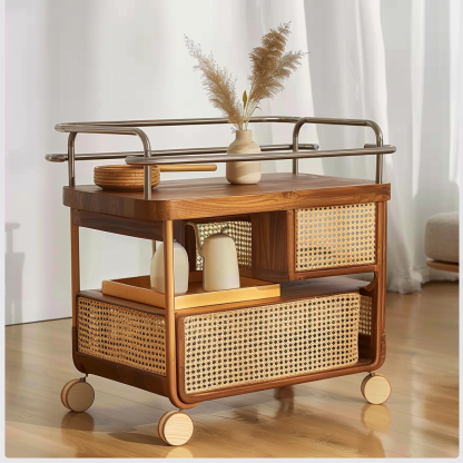 Small trolley, high-end Chinese-style mobile coffee table, sofa side table, storage rack, hotel tea cabinet
