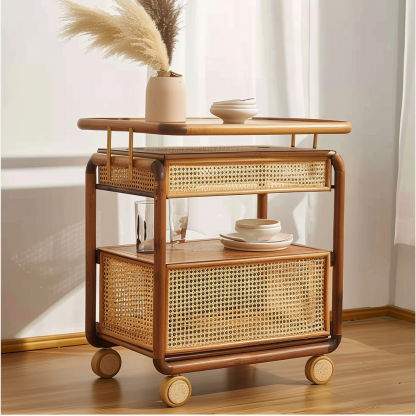 Wabi-sabi style solid wood coffee table, living room, small-sized home, round coffee table combination, homestay and hotel coffee table - Image 9