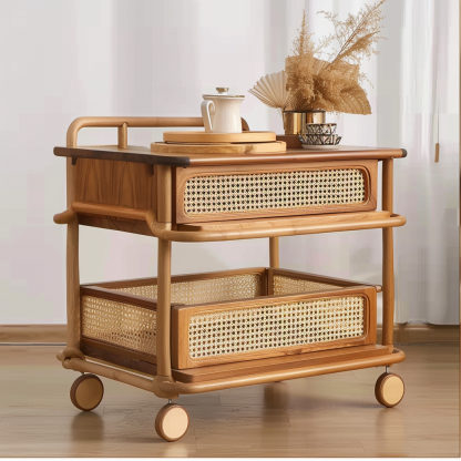 Wabi-sabi style solid wood coffee table, living room, small-sized home, round coffee table combination, homestay and hotel coffee table - Image 8