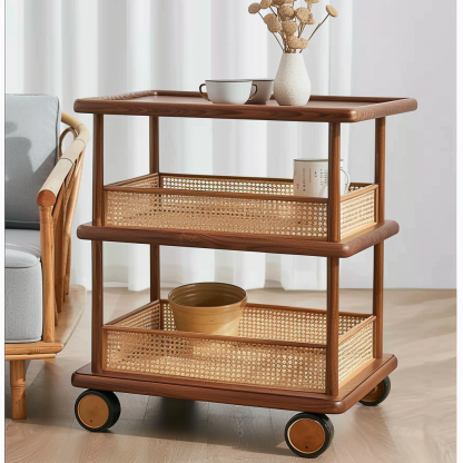 Wabi-sabi style solid wood coffee table, living room, small-sized home, round coffee table combination, homestay and hotel coffee table - Image 3