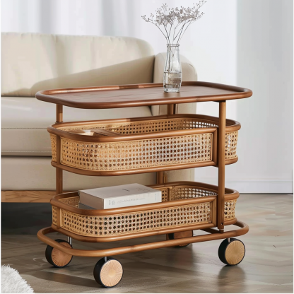 Small cart storage rack, movable floor-standing multi-layered snack cart, bedroom storage rack - Image 5