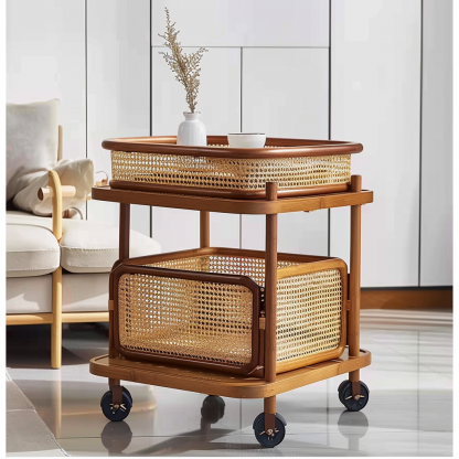 Small cart storage rack, movable floor-standing multi-layered snack cart, bedroom storage rack - Image 7