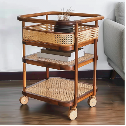 Small cart storage rack, movable floor-standing multi-layered snack cart, bedroom storage rack - Image 5