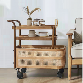 Wabi-sabi style solid wood coffee table, living room, small-sized home, round coffee table combination, homestay and hotel coffee table