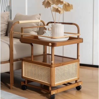 Wabi-sabi style solid wood coffee table, living room, small-sized home, round coffee table combination, homestay and hotel coffee table
