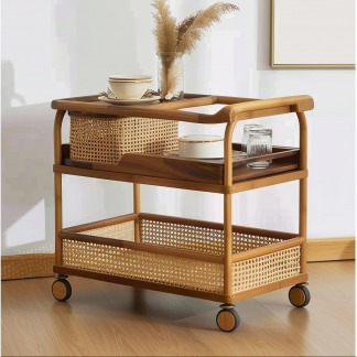 Wabi-sabi style solid wood coffee table, living room, small-sized home, round coffee table combination, homestay and hotel coffee table