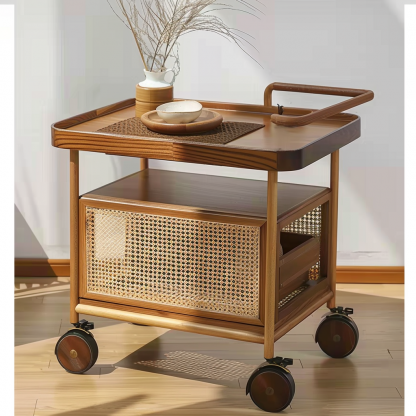 Wabi-sabi style solid wood coffee table, living room, small-sized home, round coffee table combination, homestay and hotel coffee table - Image 3
