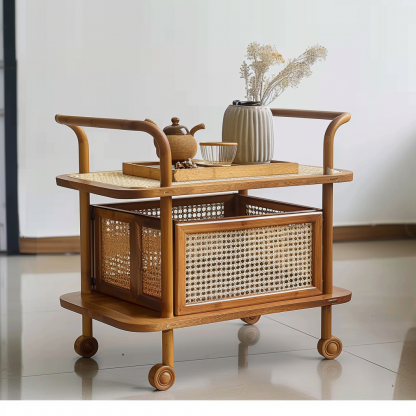 Wabi-sabi style solid wood coffee table, living room, small-sized home, round coffee table combination, homestay and hotel coffee table - Image 9