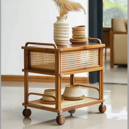 Wabi-sabi style solid wood coffee table, living room, small-sized home, round coffee table combination, homestay and hotel coffee table - Image 8
