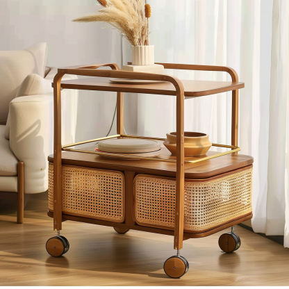 Wabi-sabi style solid wood coffee table, living room, small-sized home, round coffee table combination, homestay and hotel coffee table - Image 3