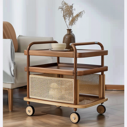 Wabi-sabi style solid wood wicker coffee table, modern and simple Japanese style, wabi-sabi style, retro, original solid wood wicker round - Image 6