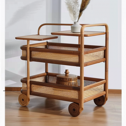 Wabi-sabi style solid wood wicker coffee table, modern and simple Japanese style, wabi-sabi style, retro, original solid wood wicker round - Image 4