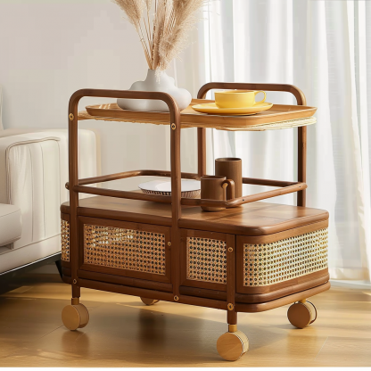 Wabi-sabi style solid wood wicker side table, living room sofa side cabinet, small-sized household storage cabinet - Image 7
