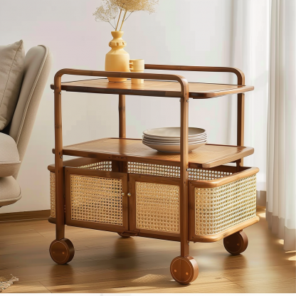 Wabi-sabi style solid wood coffee table, living room, small-sized home, round coffee table combination, homestay and hotel coffee table - Image 2