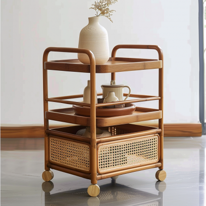 Small cart storage rack, movable floor-standing multi-layered snack cart, bedroom storage rack - Image 4