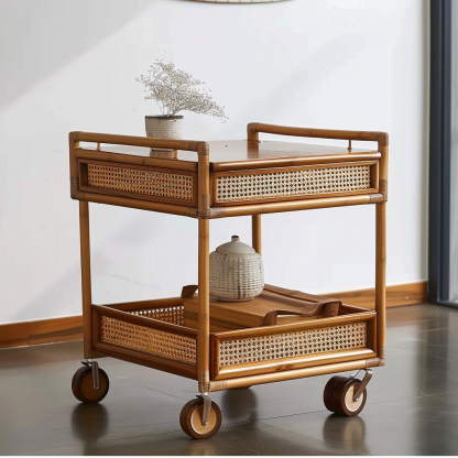 Small cart storage rack, movable floor-standing multi-layered snack cart, bedroom storage rack - Image 3