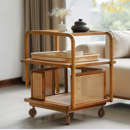 Tea cabinet trolley, Internet celebrity, non-solid wood sofa side table, second-hand movable tea table side cabinet, dining cart - Image 9