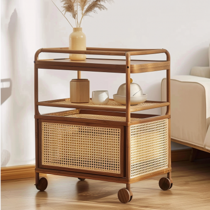Small trolley, high-end Chinese-style mobile coffee table, sofa side table, storage rack, hotel tea cabinet - Image 4