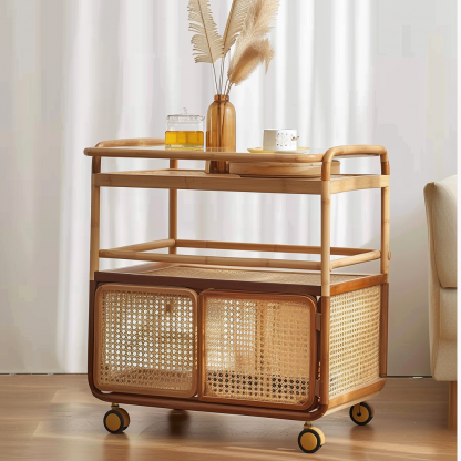Small trolley, high-end Chinese-style mobile coffee table, sofa side table, storage rack, hotel tea cabinet - Image 3