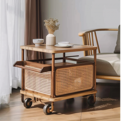 Small cart storage rack, movable floor-standing multi-layered snack cart, bedroom storage rack - Image 4