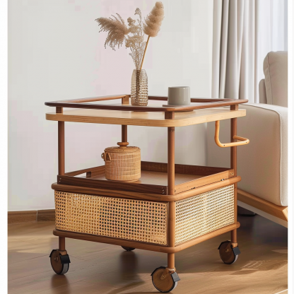 Small cart storage rack, movable floor-standing multi-layered snack cart, bedroom storage rack - Image 3