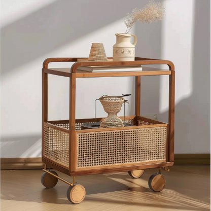 Small cart storage rack, movable floor-standing multi-layered snack cart, bedroom storage rack - Image 2