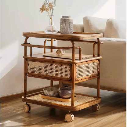 Tea cabinet trolley, Internet celebrity, non-solid wood sofa side table, second-hand movable tea table side cabinet, dining cart - Image 8