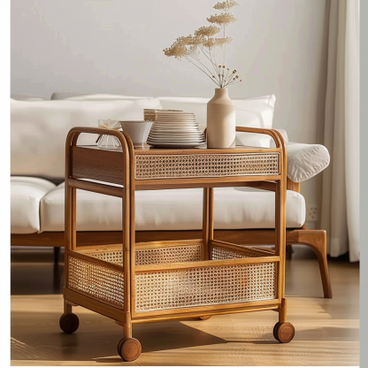 Tea cabinet trolley, Internet celebrity, non-solid wood sofa side table, second-hand movable tea table side cabinet, dining cart - Image 6