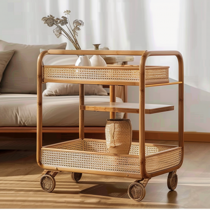 Tea cabinet trolley, Internet celebrity, non-solid wood sofa side table, second-hand movable tea table side cabinet, dining cart - Image 5