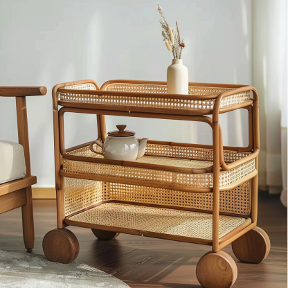 Small trolley, high-end Chinese-style mobile coffee table, sofa side table, storage rack, hotel tea cabinet - Image 3