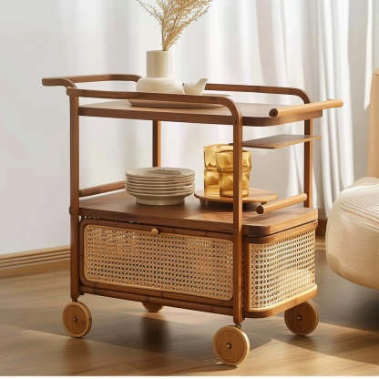 Wabi-sabi style solid wood coffee table, living room, small-sized home, round coffee table combination, homestay and hotel coffee table - Image 2