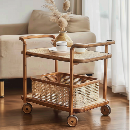 Tea cabinet trolley, Internet celebrity, non-solid wood sofa side table, second-hand movable tea table side cabinet, dining cart - Image 4