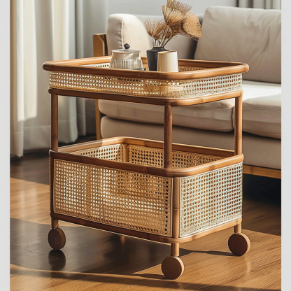 Tea cabinet trolley, Internet celebrity, non-solid wood sofa side table, second-hand movable tea table side cabinet, dining cart - Image 3