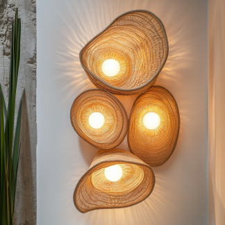 Modern, simple and warm wall lamps, hand-woven LED lamps, living room and bedroom decorative lamps, warm light walls