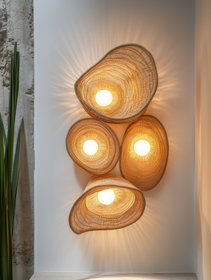 Modern, simple and warm wall lamps, hand-woven LED lamps, living room and bedroom decorative lamps, warm light walls