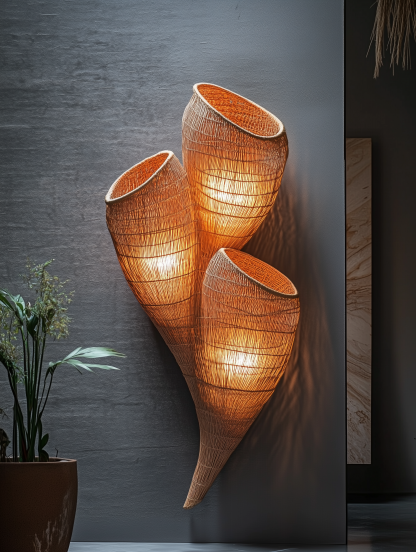 Chinese-style rural retro bamboo hat chandelier, restaurant, bamboo woven antique straw hat, farmhouse, coffee shop, personalized and creative chandelier - Image 2