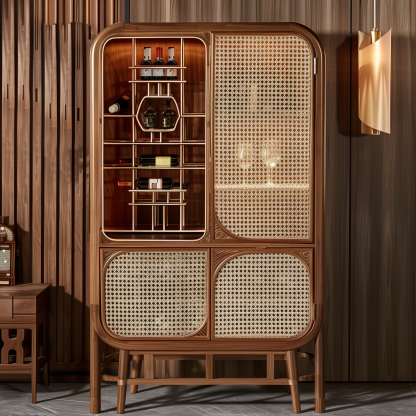 Original custom solid wood wicker cabinet, household entrance cabinet, integrated storage, simple solid wood, wall-mounted ceramic storage cabinet - Image 7