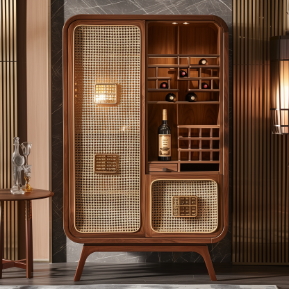 Original custom solid wood wicker cabinet, household entrance cabinet, integrated storage, simple solid wood, wall-mounted ceramic storage cabinet - Image 9