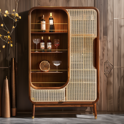 Original custom solid wood wicker cabinet, household entrance cabinet, integrated storage, simple solid wood, wall-mounted ceramic storage cabinet - Image 6