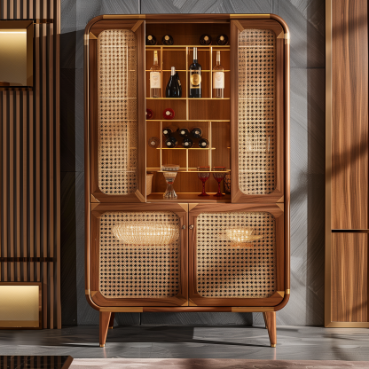 Original custom solid wood wicker cabinet, household entrance cabinet, integrated storage, simple solid wood, wall-mounted ceramic storage cabinet - Image 5