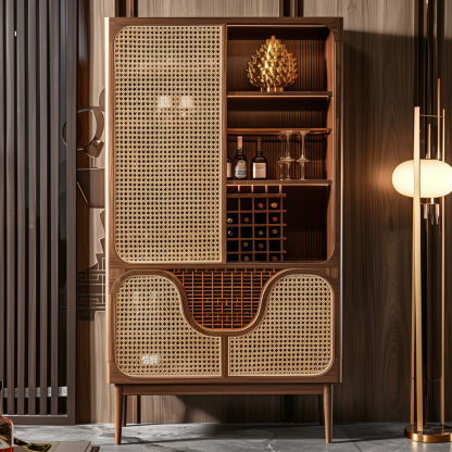 Original custom solid wood wicker cabinet, household entrance cabinet, integrated storage, simple solid wood, wall-mounted ceramic storage cabinet - Image 8